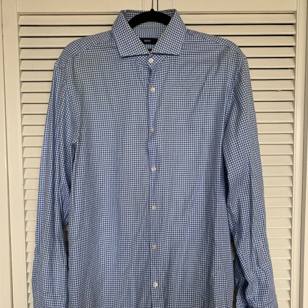 Cotton Blend Check Sharp Fit Dress Shirt